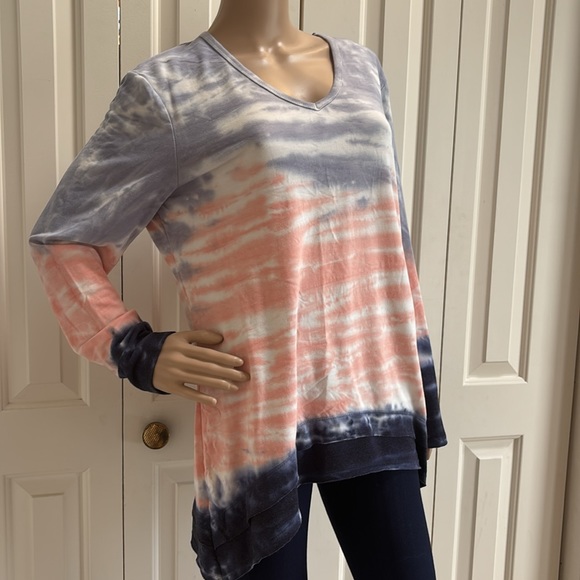 Green Tea Womens Size L Long Sleeve Tie Dye Shirt. so Soft. Pink & Blue. - Picture 2 of 11